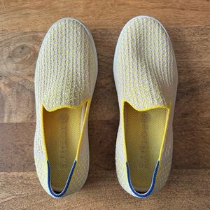 Rothy’s Honeycomb Sneaker Lemon Yellow Size 6.5 Washable Comfy Spring